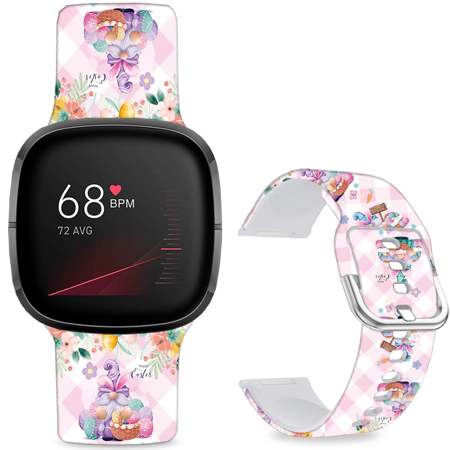 Leotop Pattern Printed Soft Silicone Replacement Bands Compatible with Fitbit Versa 4/ Fitb