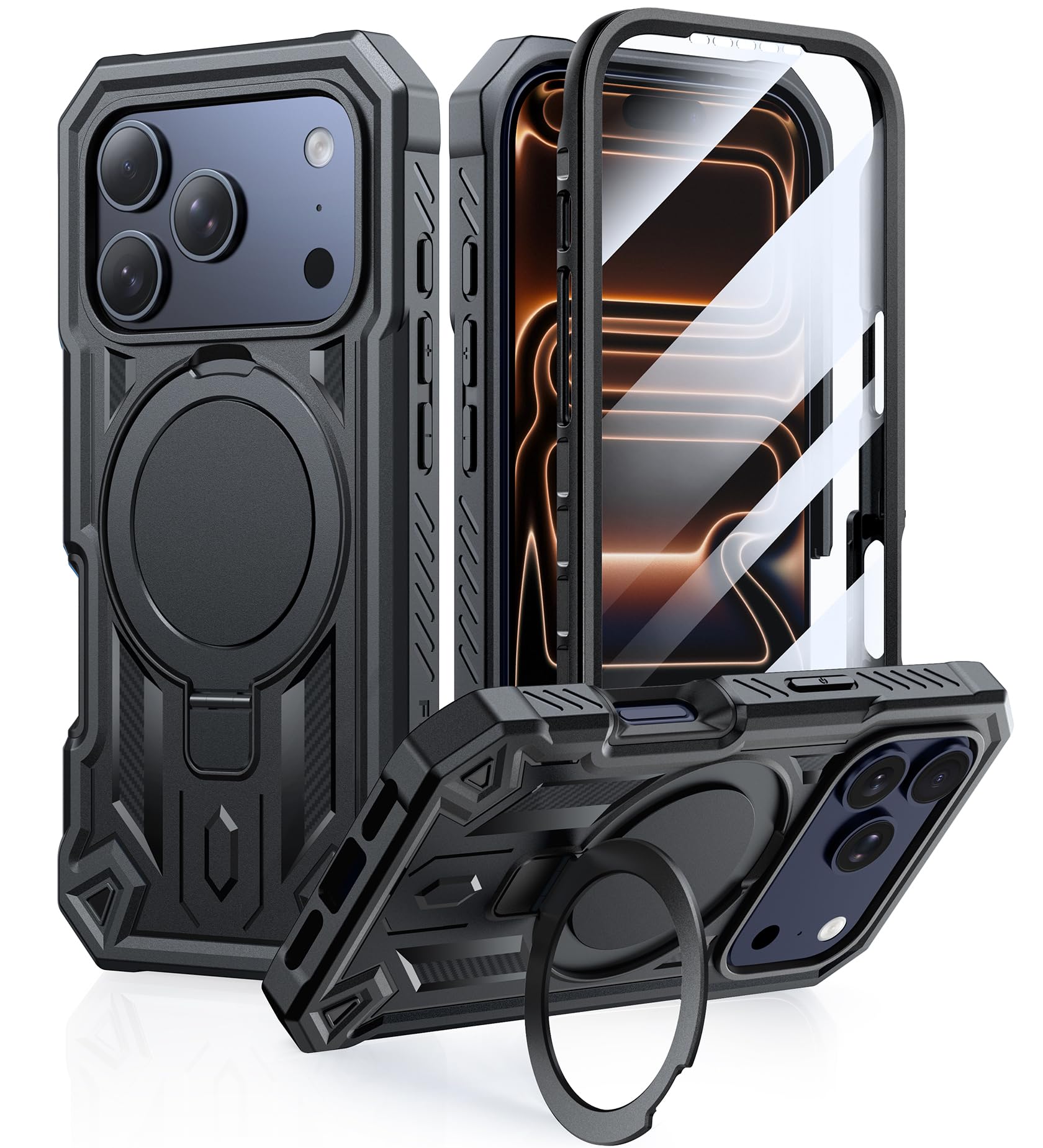 FNTCASE for iPhone 17 Pro-Max Case: Belt-Clip Holster Phone Cover with Magnetic Ring Holder