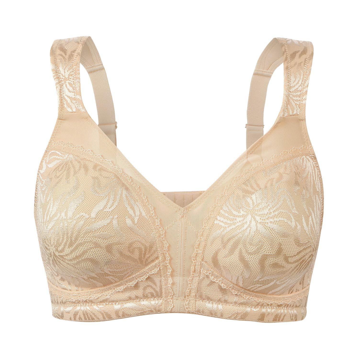 WingsLove Women's Full Cup Minimizer Bra Wide Straps Non-Wired No Padding Bra Comfort Plus
