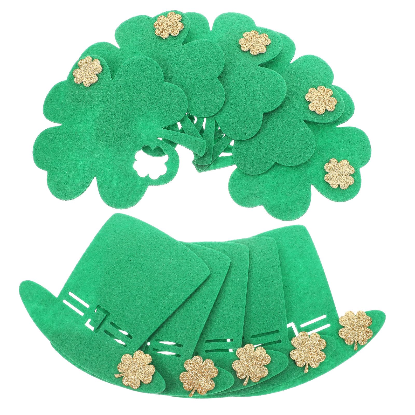 Hemobllo St Patrick's Day Coasters 10-Pack Non-Slip Green Felt with Gold Glitter