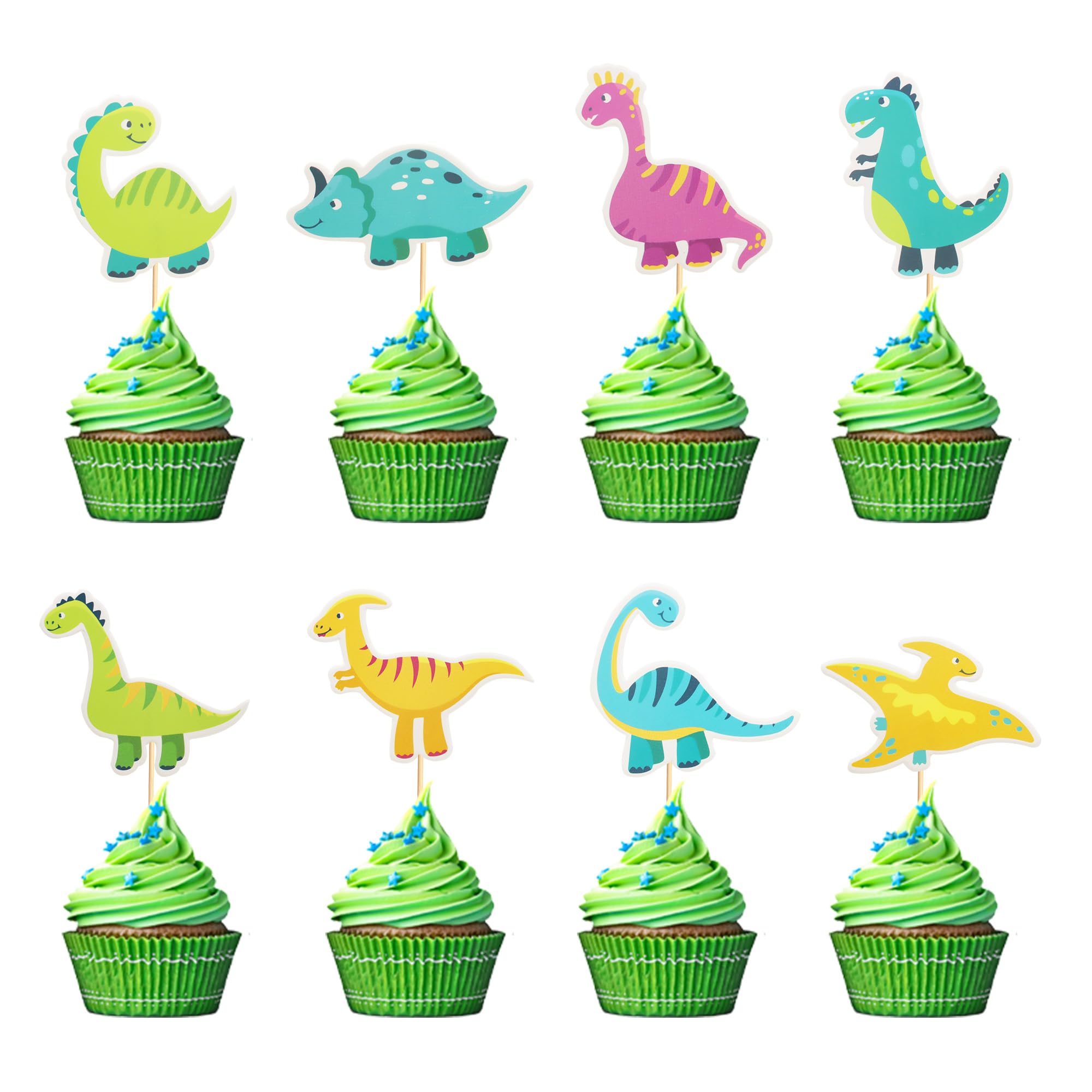Arthsdite 48Pcs Dinosaur Cupcake Toppers Roar Dinosaur Cupcake Picks Dino Cake Decorations
