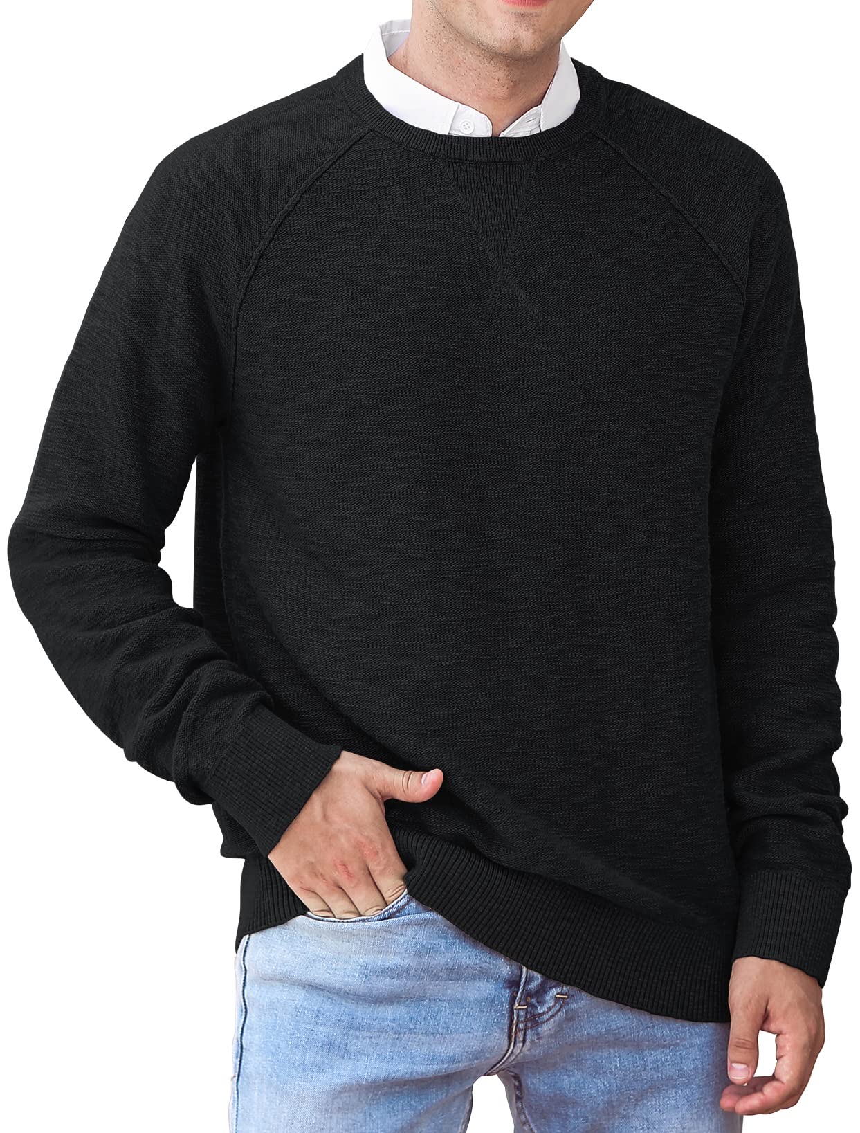 NITAGUT Men's Jumper Winter Soft Warm Knit Sweater Classic Crew Neck Casual Pullover Sweater