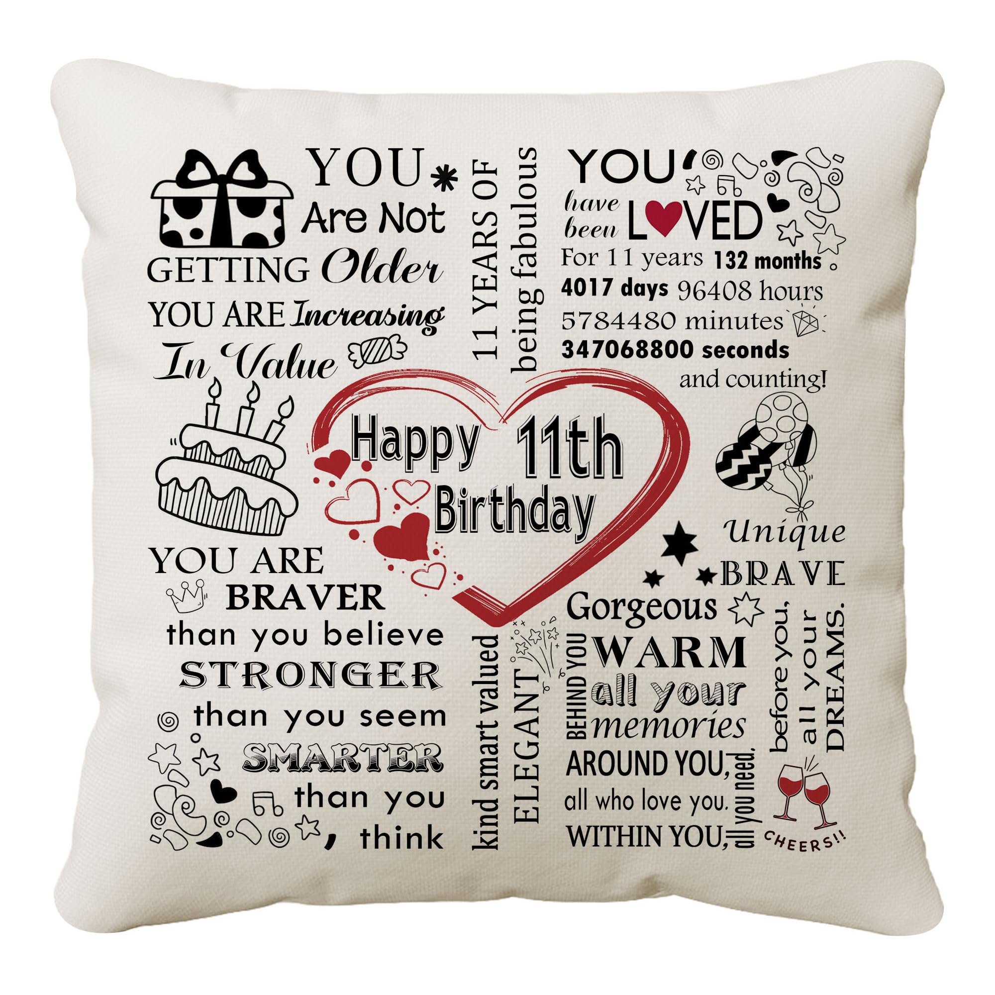 HKTNGEX Birthday Cushion Cover Gift, For 11th Birthday