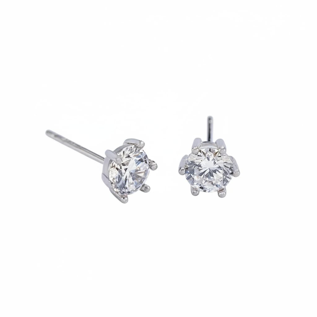 Clear Rhinestone Stud Earrings — Fashion Round, Sparkling Crystal Jewelry. Simple, Sty