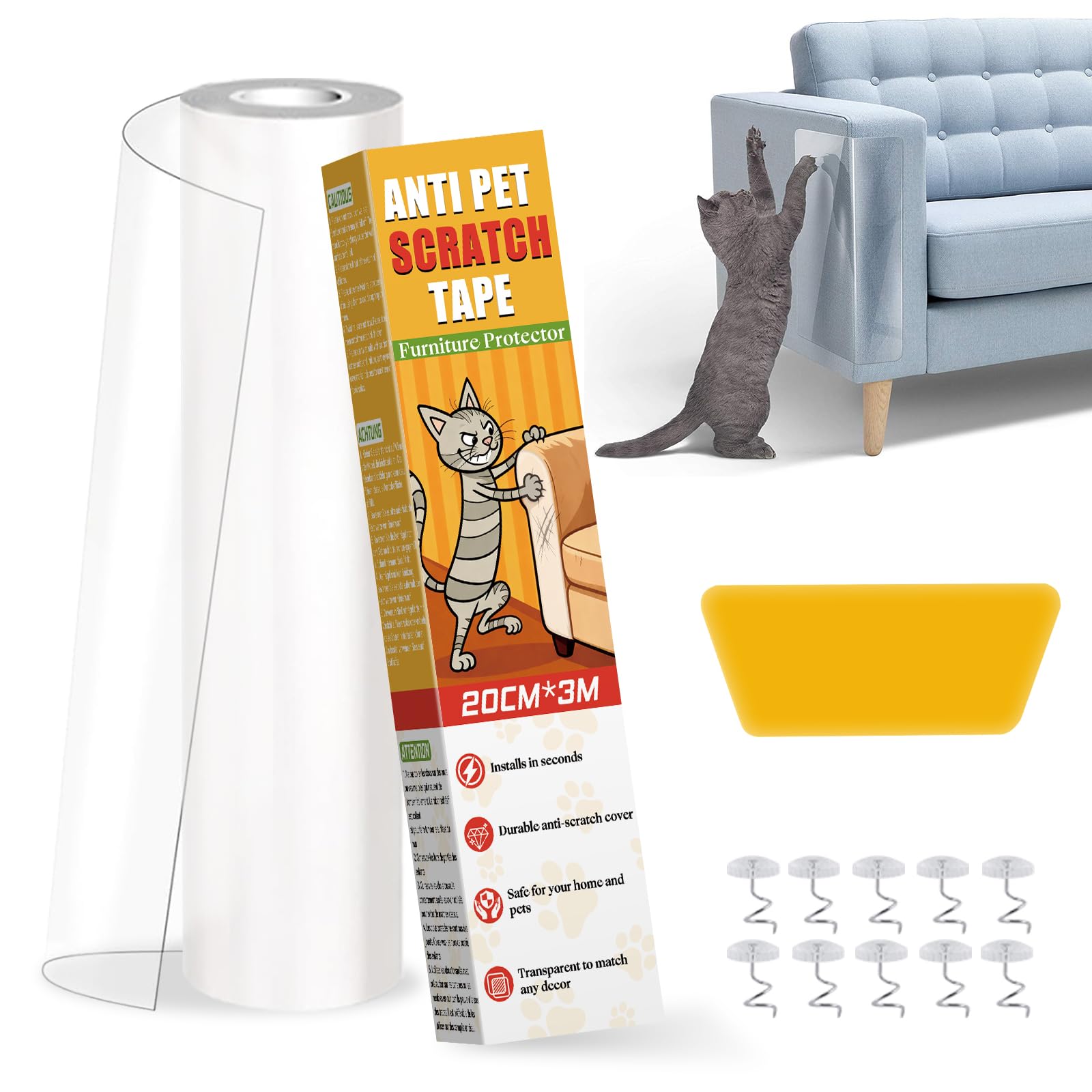 Anti Scratch Furniture Protector 20cm × 3m â€Â" Sofa Protectors from Pets, Door Protect