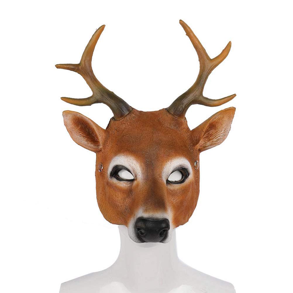 Cocoarm Reindeer Half Mask Deer Head Mask Antler Costume Handmade Lightweight Comfortable L