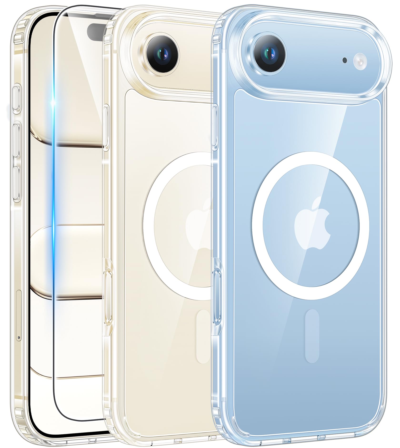 FNTCASE for iPhone Air Case: Clear Anti Yellowing Magnetic Military Grade Drop Protection C