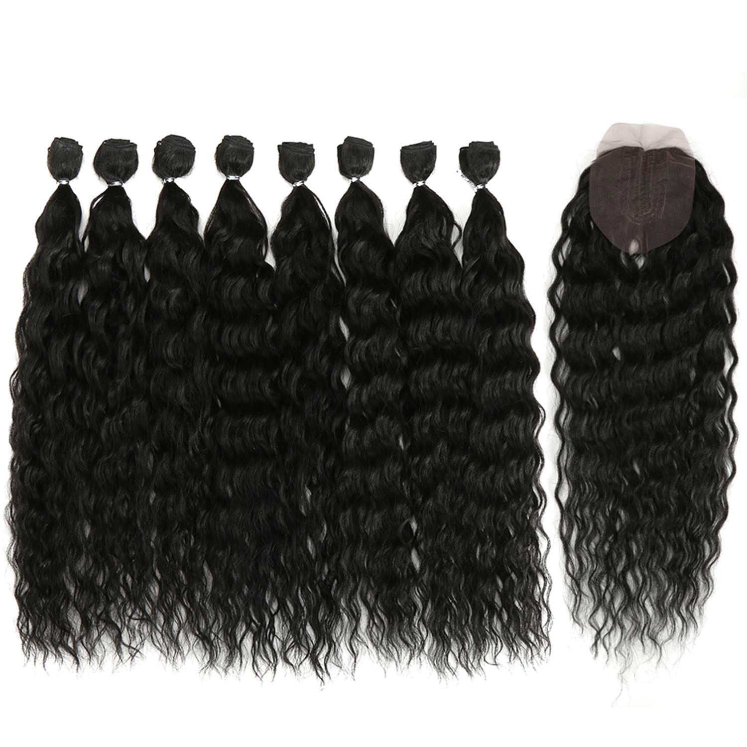 D?ëBUT synthetic hair bundles with closure weave bundles with frontal swiss lace 9pcs Wate