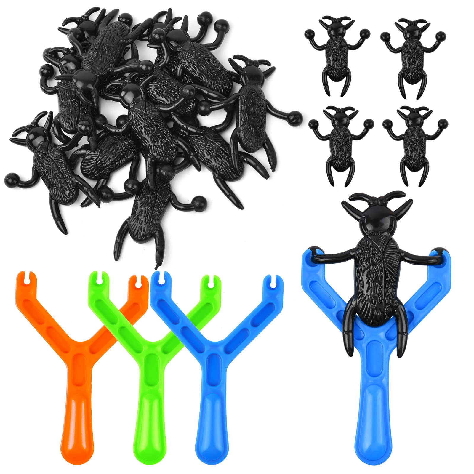 Ainiv Cockroach Poo Slingshot Toy, 12 Cockroach Poo and 3 Slingshots, Finger Shooting Sling