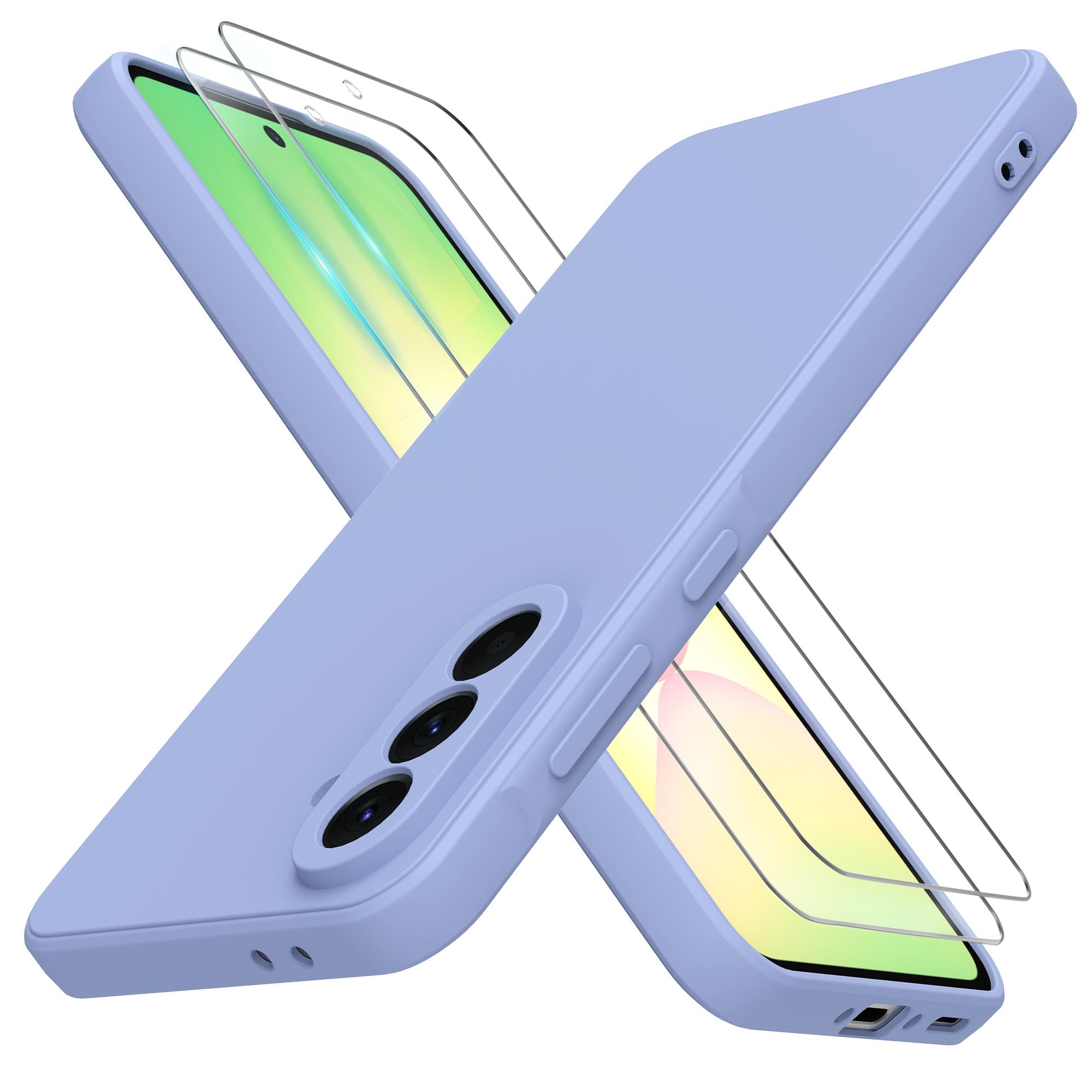 THIYUFUNS Case for Samsung Galaxy A56 5G with 2 Tempered Glass Screen Protector, Silicone S