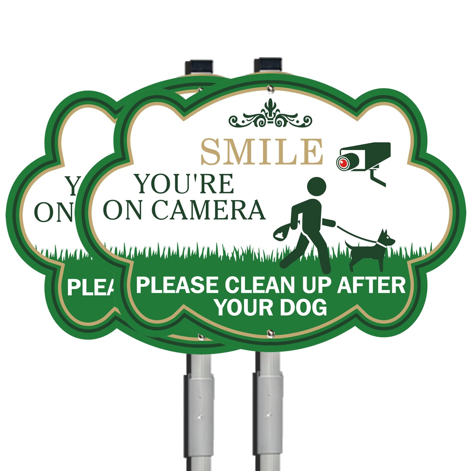 Yuzkouge Please Clean Up After Your Dog Sign With Stake - 2 Pack, 10 x 14 Inches Aluminum S