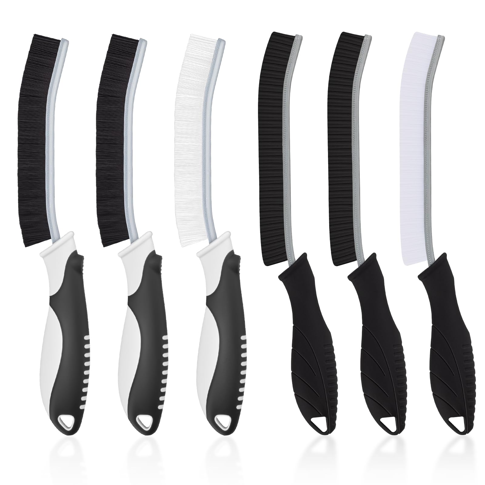 TQRR Cleaning Brush-Hard Bristle Crevice Cleaning Brushes UK, Multifunctional Window Groove Brushes, Grout Brush, Cleaning tool for bathroom, kitchen, Toilet, Tile, Sink, Home (6, Black)