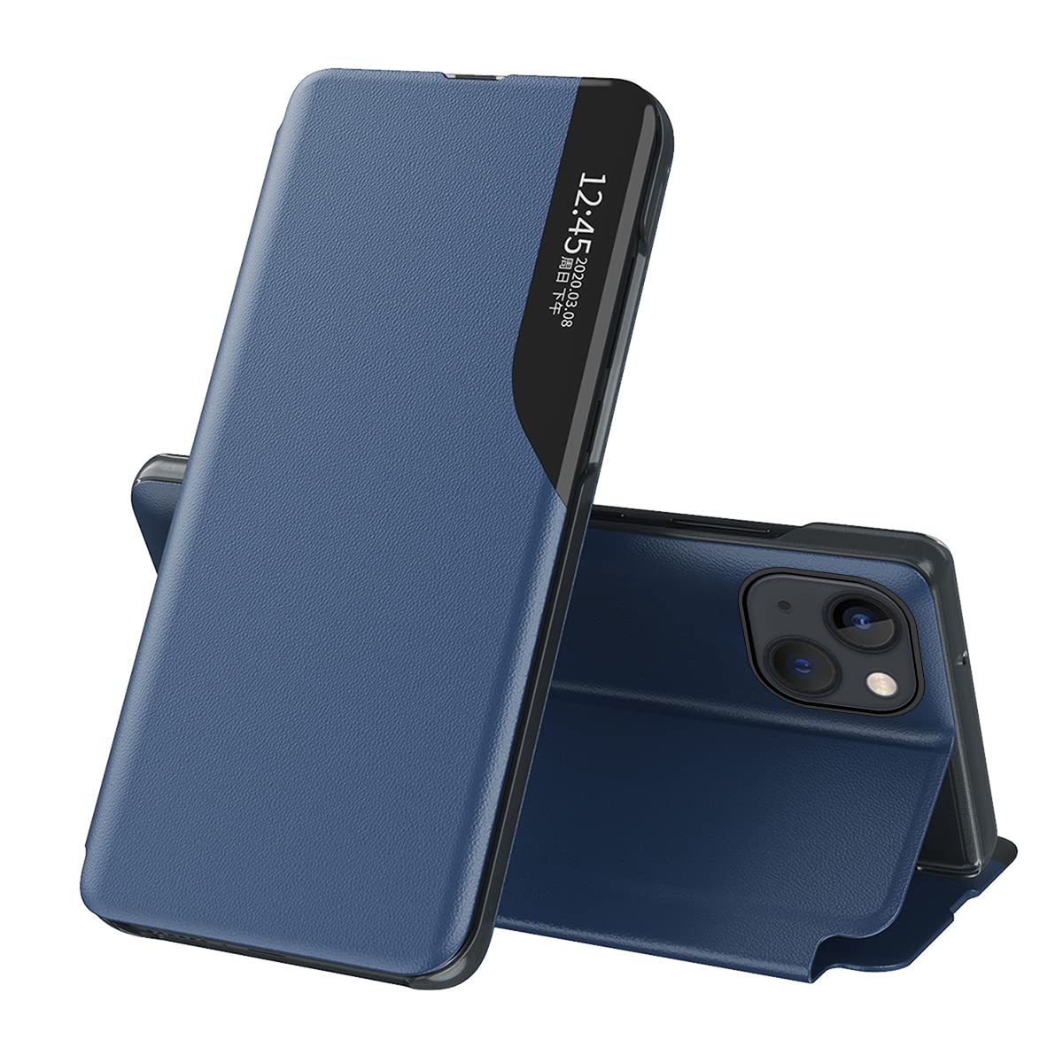 IMIRST Smart View Case for Apple iPhone 15 Pro Premium Leather Flip Cover with Kickstand St