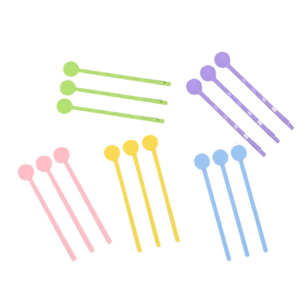 HugeDE 80 Pcs Blank Tray Hair Pins Colorful Metal Bobby Pins, Hair Styling Pins