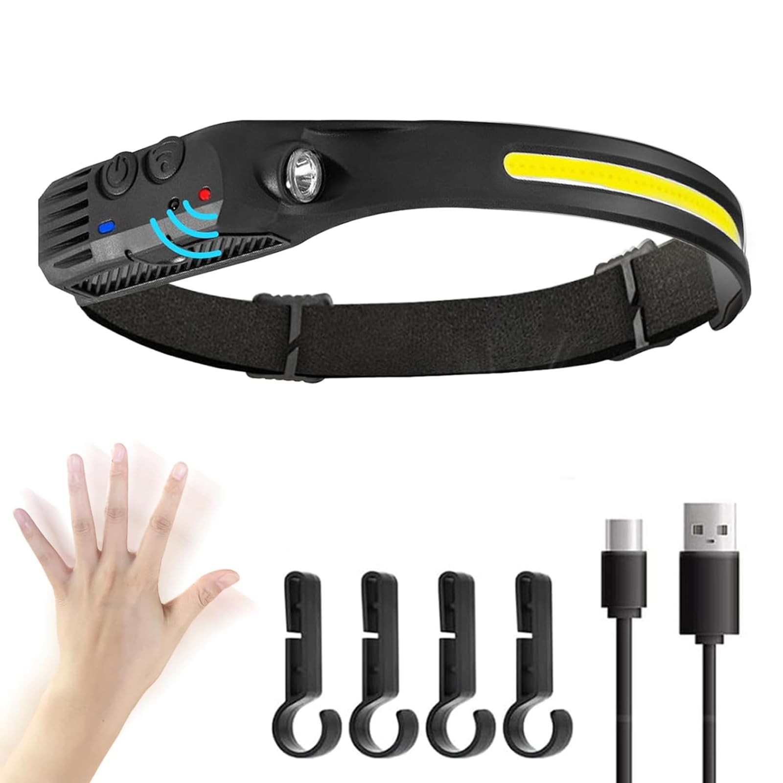 Head Torch Rechargeable, Luxelight LED Headtorch, 230°Wide Angle Headlight, Waterproof L