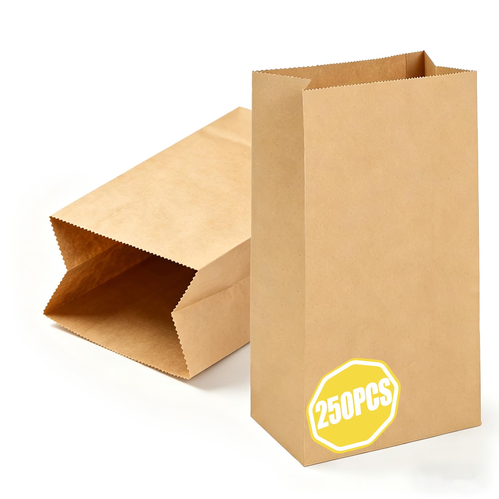 250 Pcs Small Brown Paper Bags, 9x5,5x18cm, Kraft Bag Lunch Paper Bags for Food, Kids Parties, Christmas, Birthday, Party Favor, Snack, Sandwich, Lunch, Wedding 250pcs 9x5.5x18 cm