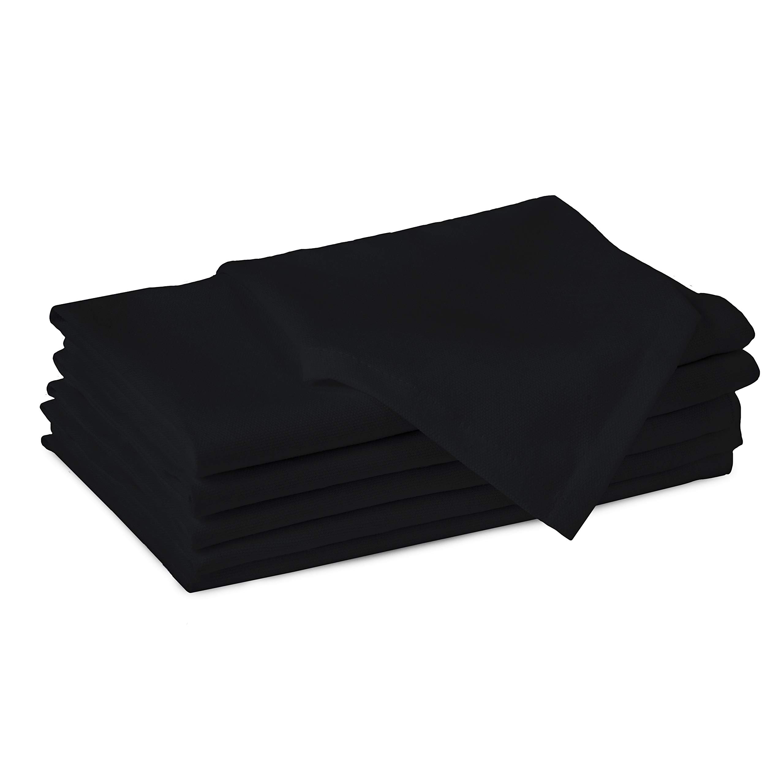 Encasa XO Jet Black Cloth Napkins Set of 12, 17x17 in | Solid Color Cotton Dinner Napkins |
