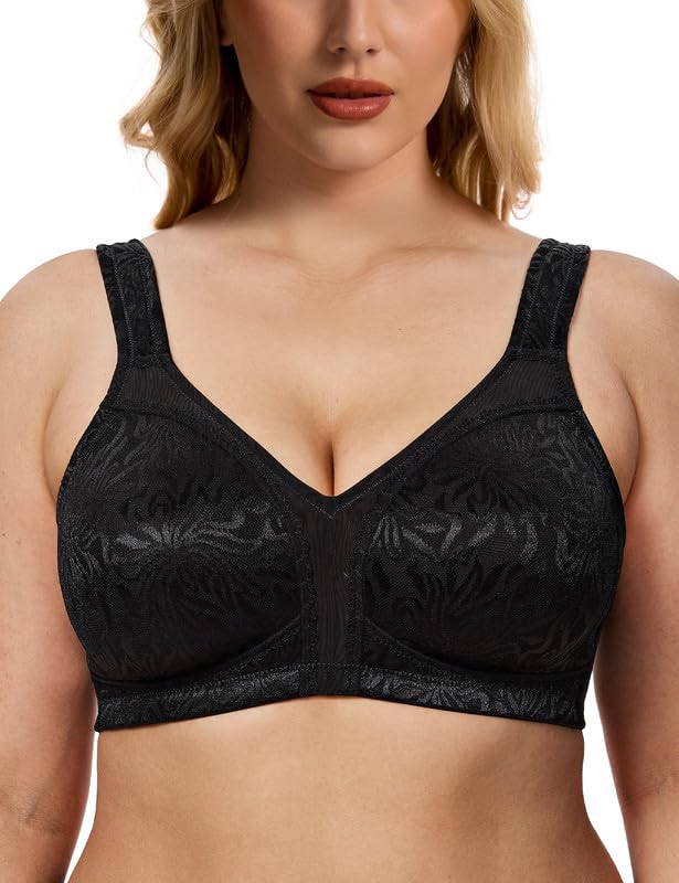 WingsLove Women's Full Coverage Plus Size Everyday Bra Minimizer Wireless Non Padded Wide S