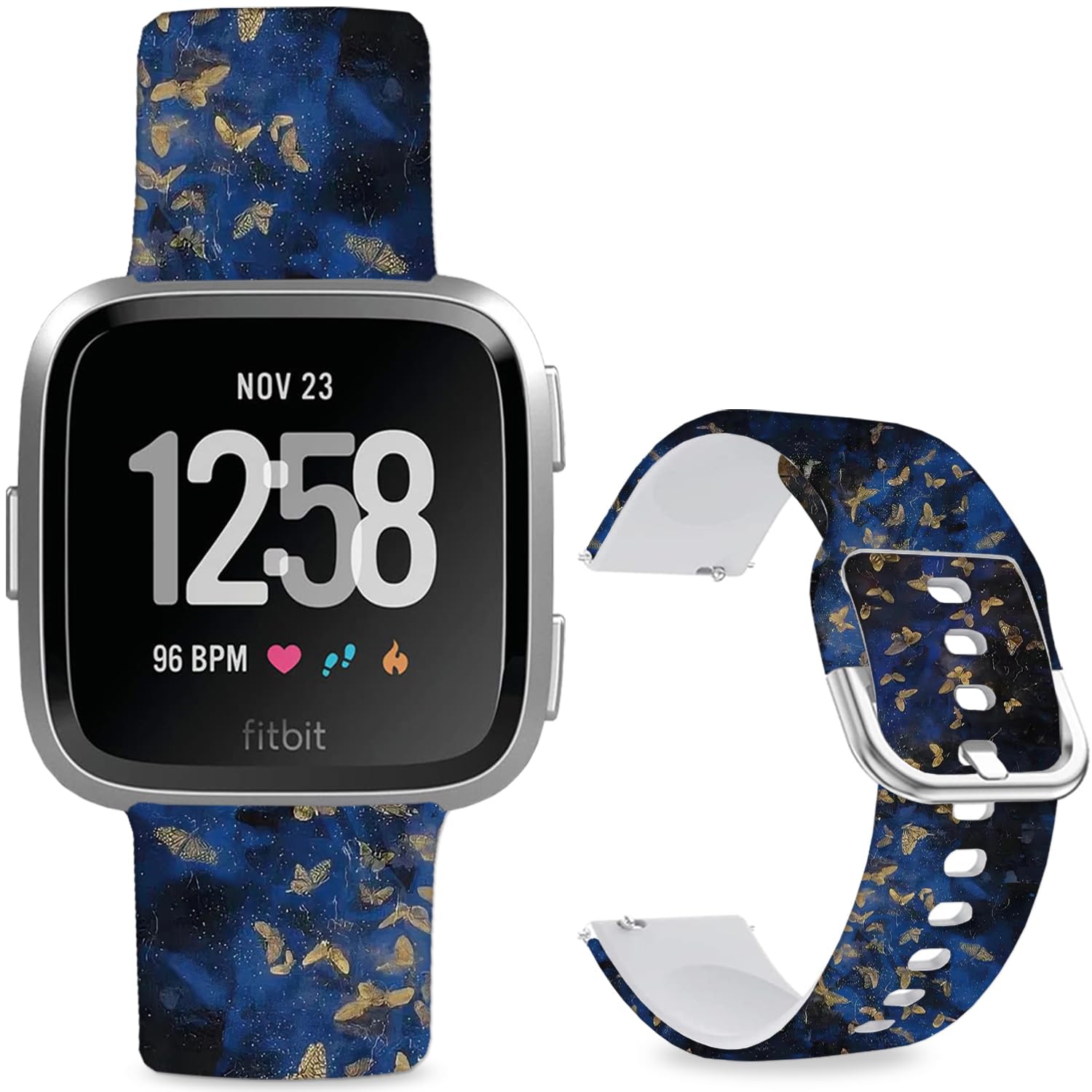 Leotop Pattern Printed Soft Silicone Replacement Bands Compatible with Fitbit Versa/Fitbit